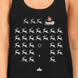 Pixel Game Santa And Rudolph Womens Black Tank Top