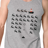 Pixel Game Santa And Rudolph Mens Grey Tank Top