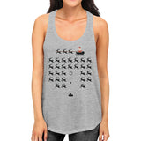 Pixel Game Santa And Rudolph Womens Grey Tank Top