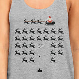 Pixel Game Santa And Rudolph Womens Grey Tank Top