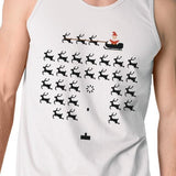 Pixel Game Santa And Rudolph Mens White Tank Top