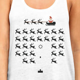 Pixel Game Santa And Rudolph Womens White Tank Top
