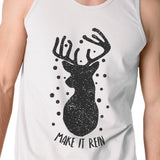 Make It Rein Vintage Reindeer Mens White Tank Top