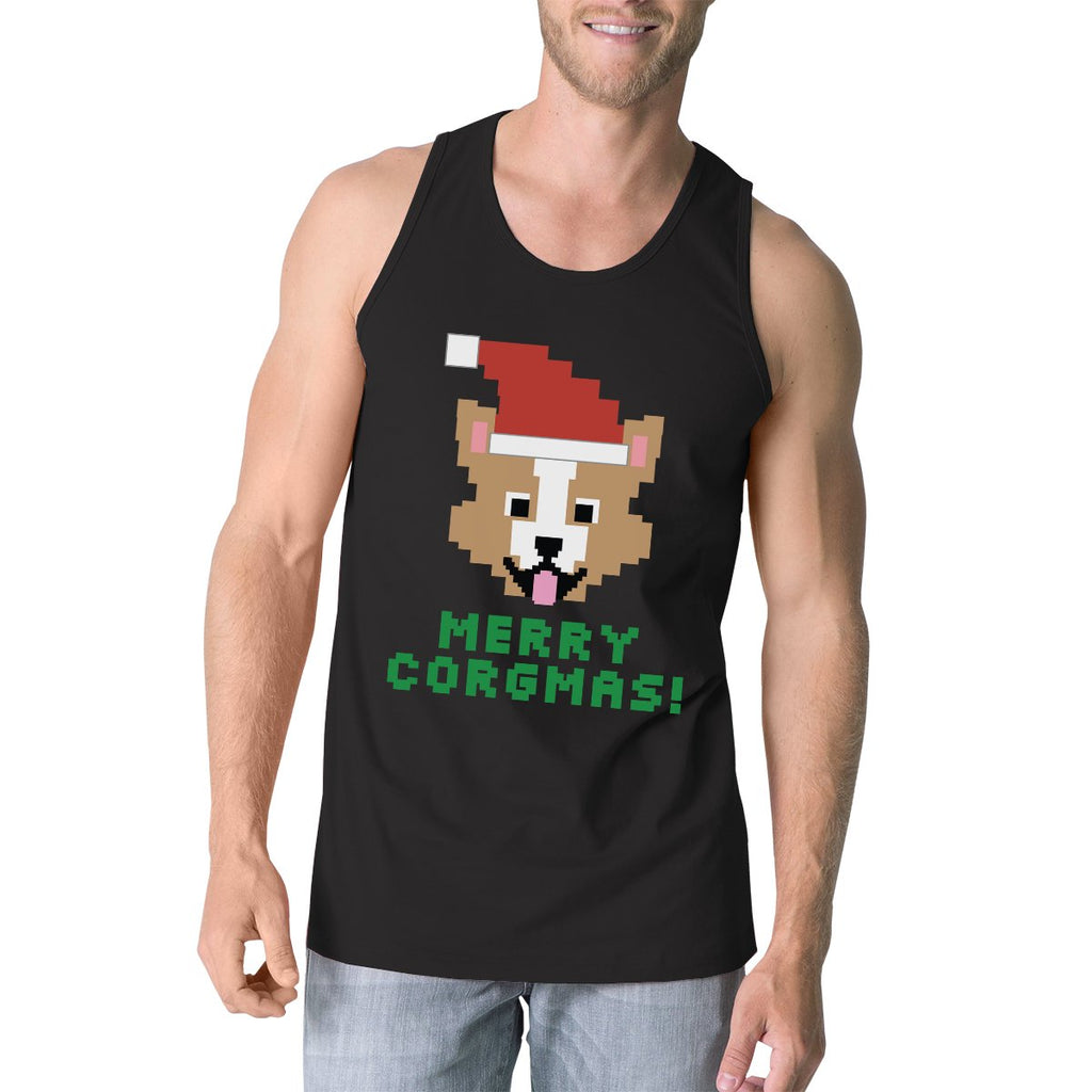 Merry Corgmas Corgi Mens Black Tank Top
