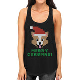 Merry Corgmas Corgi Womens Black Tank Top