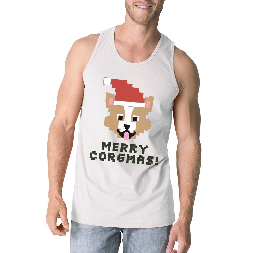 Merry Corgmas Corgi Mens White Tank Top