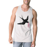 Pink Ribbon And Swallows Birds Mens Tank Top