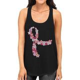 Pink Floral Ribbon Womens Tank Top