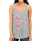 Pink Floral Ribbon Womens Tank Top