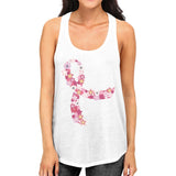 Pink Floral Ribbon Womens Tank Top
