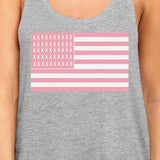 Breast Cancer Awareness Pink Flag Womens Grey Tank Top