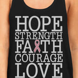 Hope Strength Faith Courage Love Breast Cancer Womens Black Tank Top