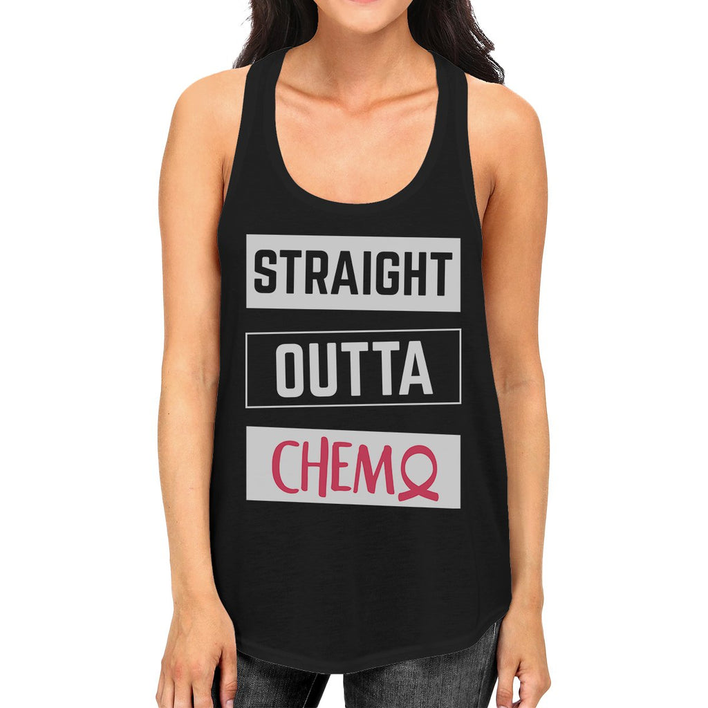Straight Outta Chemo Breast Cancer Womens Black Tank Top