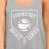 Strike Out Breast Cancer Baseball Womens Grey Tank Top