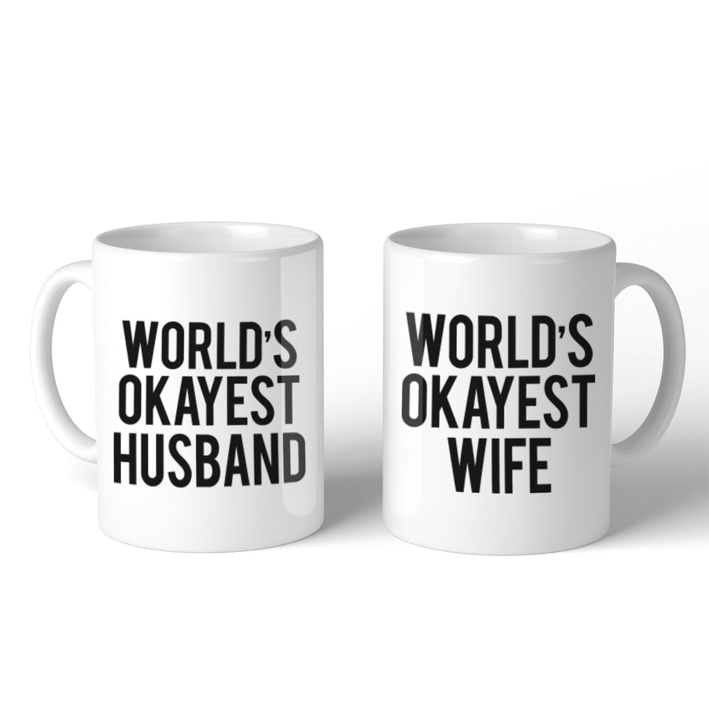 World's Okayest Wife And hunband Couple Mug Funny Anniversary Gifts
