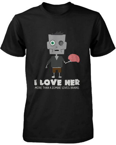 Love You More Than a Zombie Loves Brains Matching Couple Shirts (Set)