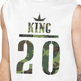 King And Queen Military Pattern Custom Matching Couple White Muscle Top