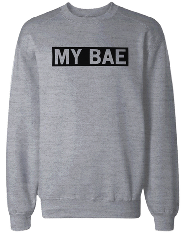 My Bae and My Boo Matching Grey Couple Sweatshirts Great Gift for Couples