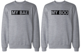 My Bae and My Boo Matching Grey Couple Sweatshirts Great Gift for Couples