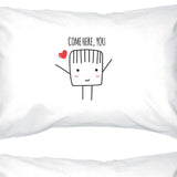 Come Here You Mua Mua Mua Matching Couple White Pillowcases