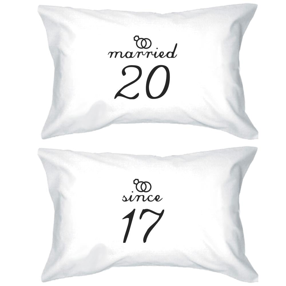Married Since Custom Matching Couple White Pillowcases