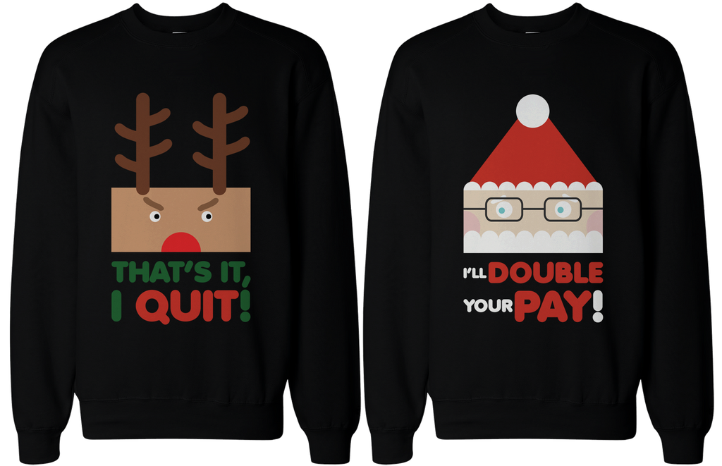 Rudolph and Santa Couple SweatShirts Funny Sweaters for Christmas Gift