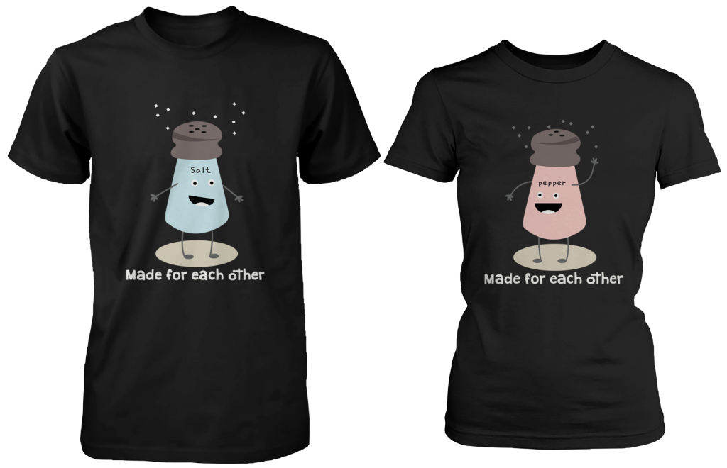 Salt & Pepper Made for Each Other Matching Couple Shirts (his & hers Set)