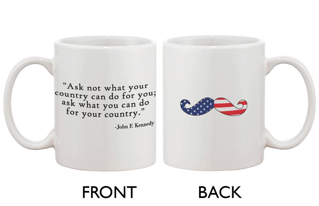 American Flag Design Ceramic Coffee Mug Statement - John F. Kennedy Quote