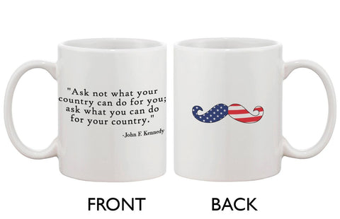 American Flag Design Ceramic Coffee Mug Statement - John F. Kennedy Quote