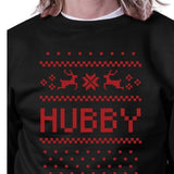 Pixel Nordic Hubby And Wifey Matching Couple Black Sweatshirts