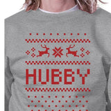 Pixel Nordic Hubby And Wifey Matching Couple Grey Sweatshirts