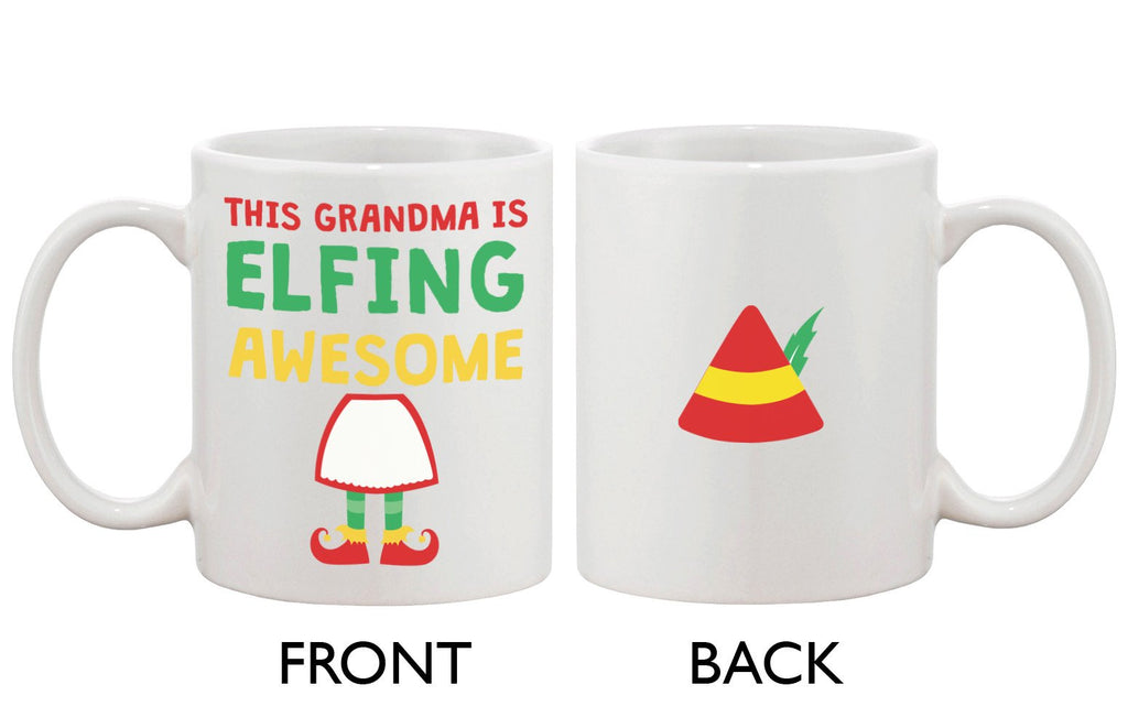 Cute Holiday Coffee Mug for Grandmother - This Grandma Is Elfing Awesome