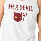 Her Devil His Angel Matching Couple White Tank Tops