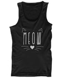Meow Cute Kitty face Women’s Tank Top Black Sleeveless Tanks for Cat Lovers